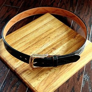 VERY VINTAGE-NWT! NOCONA Belt Co. Hand Tooled Black Leather Western Belt-sz.38